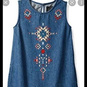 Lucky Brand Girl’s denim dress with tribal print size Medium